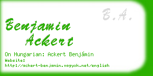 benjamin ackert business card